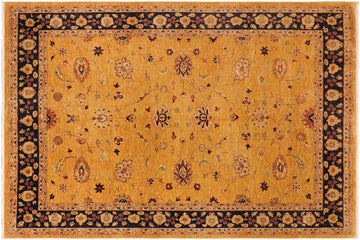 handmade Traditional Kafkaz Chobi Ziegler Gold Blue Hand Knotted RECTANGLE 100% WOOL area rug 10 x 13